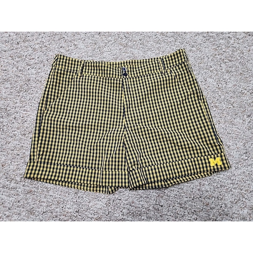 Emerson Street Small Gingham Maize Blue MICHIGAN Shorts 34x5 UM Go Blue